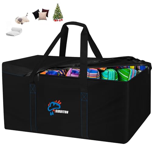 SIRUITON 69”L x 29.5”W x 21.6”H Outdoor Cushion Storage Bag,Patio Furniture Cushion Storage Bag,Heavy Duty 600D Oxford Garden Cushion Storage Covers, 9FT Waterproof Christmas Tree Storage Bags. - color: Black, size: 69x29.5x21.6in