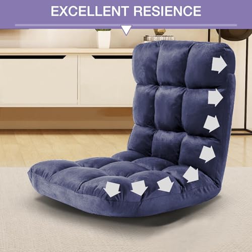 Indoor 5-Position Adjustable Floor Chair with Back Support Folding Padded Gaming Sofa Chair, Lounge Chair for Adults Video Gaming, Perfect for Meditation, Reading QL050-NA
