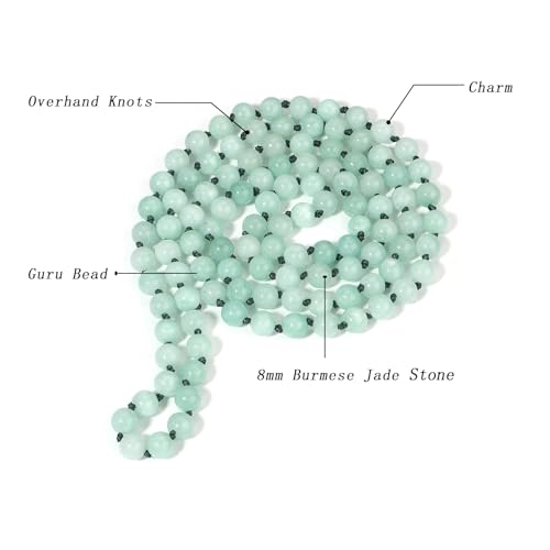 Beaded Necklace Hand Knotted for Woman - color: Burmese Jade 1