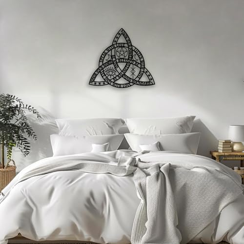 Celtic Rope Knot Metal Wall Decor - Infinity Symbol Triquetra Knot Room Decor Wall Art Home Decor for Living Room, Bedroom, Dining Room, Office (Black)