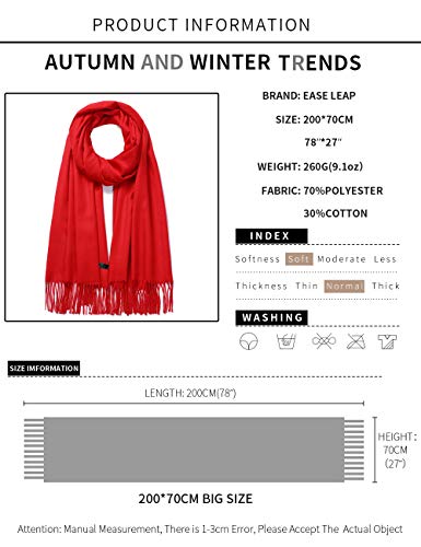 Pashmina Shawl Women Winter Scarf Warm Wedding Wraps Ladies Scarves for Evening Dresses - color: Red