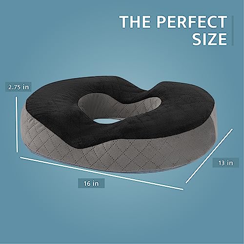 Gel Donut Pillow | Lifting Cushion | Donut Cushion for Tailbone Hemorrhoid Cushion Coccyx Sciatica Pregnancy Cushion (Grey/Black Velvet) - color: Grey/Black Velvet