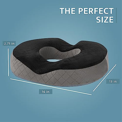 Gel Donut Pillow | Lifting Cushion | Donut Cushion for Tailbone Hemorrhoid Cushion Coccyx Sciatica Pregnancy Cushion (Grey/Black Velvet) - color: Grey/Black Velvet
