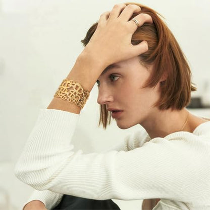 POTESSA 18K Gold Plated Cuff Bracelets Adjustable Dainty Bangle Handemade Jewelry for Women - style: Pig Nose