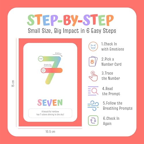 Breathing Exercise Cards for Kids — 20 Finger-Tracing Cards for Anxiety, Meltdowns & Sleep | Calm Down Corner Tool for Classroom, Therapy & Home | Screen-Free - style: Number Breathing