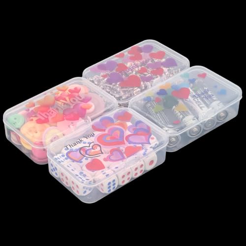 Goodma 12 Pieces Thank You Image Pattern Rectangular Plastic Boxes Empty Storage Organizer Containers with Hinged Lids for Small Items and Other Craft Projects, 3.3 x 2.2 x 1 inch (Transparent) - color: Transparent