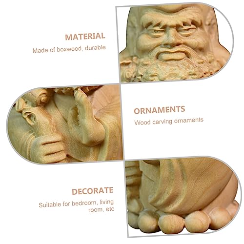 Wood Carved Bodhidharma Statue Unique Wooden Ornament for Home and Tea Room Decor Handcrafted Craft Meditation and Zen Spaces
