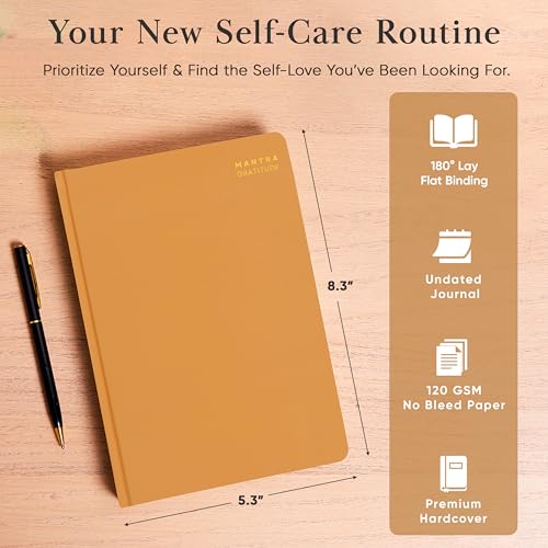 Gratitude Journal For Women & Men - Mental Health, Self Love & Self Care Journal - Orange - 5.8" x 8.3" - Mantra Planner - color: Orange