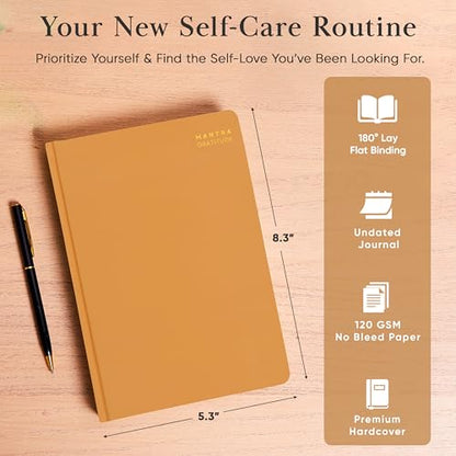 Gratitude Journal For Women & Men - Mental Health, Self Love & Self Care Journal - Orange - 5.8" x 8.3" - Mantra Planner - color: Orange