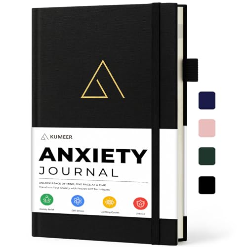 Guided Anxiety Journal for Women & Men – Cognitive Behavioral Therapy (CBT) Journal with Mindfulness Prompts, Anti-Anxiety Techniques, Overthinking & Brain Dump Journals – A Thoughtful Gift for Mental Health & Wellness - color: Black