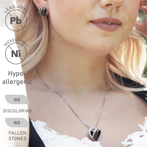 Leafael Gift Necklaces for Women, Infinity Love Birthstone Heart Crystal Pendant, Birthday Anniversary Jewelry for Wife, Mom, and Her, Silver Plated, 18" + 2" Adjustable Chain - color: 13b-Protection-Jet Black
