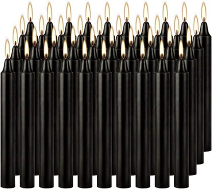 YOROXRG Set of 40 Black Candles – Spell Chime Candles for Halloween, Rituals, Prayer, Birthdays, Meditation, Altar - 4 Inch Tall, Unscented - color: Black-4" 40