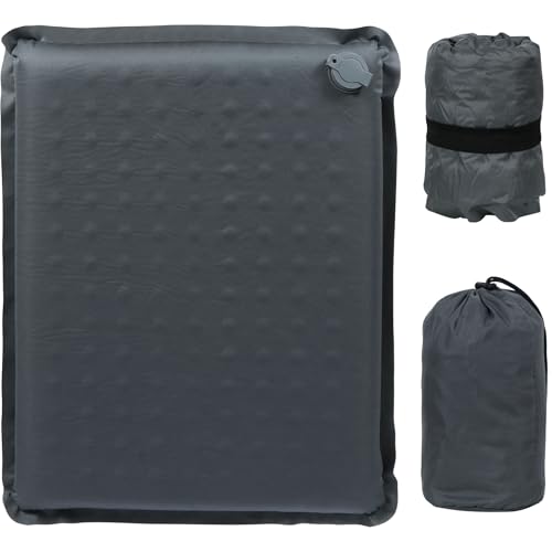 REDCAMP Inflatable Stadium Seat Cushion, Self-Inflating Memory Foam Airplane Seat Cushion, Portable Lightweight Camping Sitting Pad for Travel, Hiking Outdoor Activities - color: Gray