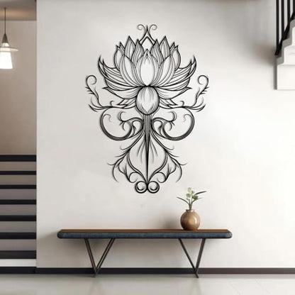 EUSTUGO Lotus Flower Mandala Metal Wall Art, Mandala Metal Wall Decor, Lotus Flower Wall Decor, Spiritual Art for Yoga Meditation Room, Living Room, Bedroom (Gold 1, 35"x25"/90x65cm)