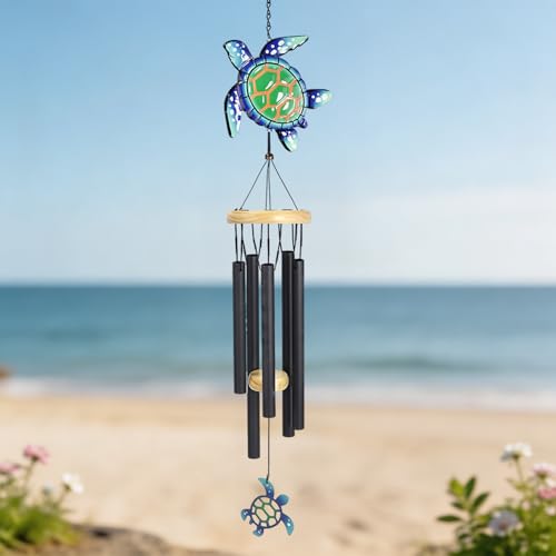 Wind Chimes for Outside Metal Aluminum 41.7" Inches Wind Chime with Turtle Outdoor Decor Large Unique Wind Chimes for Festivals/Birthday for Mom Dad Grandma Home Garden Patio Decor - color: Blue