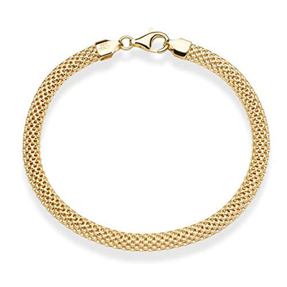 Miabella 18K Gold Plated 925 Sterling Silver Italian 5mm Mesh Link Chain Bracelet for Women, Made in Italy - style: Length 7.5 Inches