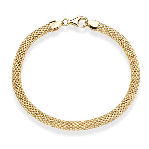 Miabella 18K Gold Plated 925 Sterling Silver Italian 5mm Mesh Link Chain Bracelet for Women, Made in Italy - style: Length 8 Inches