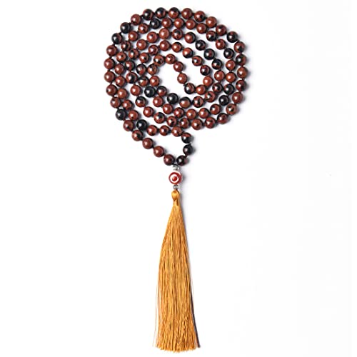 YGLINE Chakra 108 Mala Beads Bracelet Real Healing Gemstone Yoga Meditation Hand Knotted Mala Prayer Bead Necklace - color: Style 4