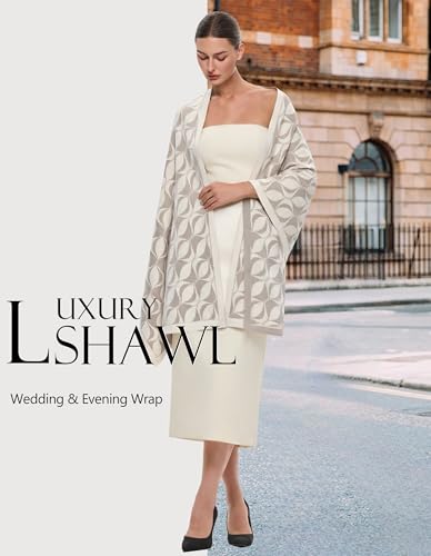 PULI Women's Pashmina Shawl Wraps for Evening Dress Large Scarf Blanket Long Wedding Bridal Winter Warm Shoulder Wrap - color: Lips-warm Oatmeal