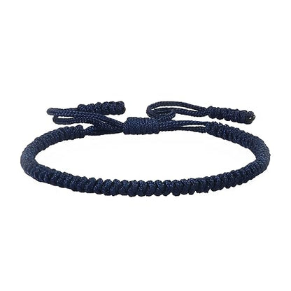 COLORFUL BLING Hand-Knitted Lucky String Bracelet Adjustable Tibetan Buddhist Prayer Yoga Mala Bracelets Kabbalah Protection Couple Jewelry - color: dark blue