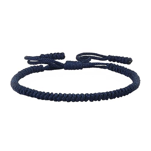 COLORFUL BLING Hand-Knitted Lucky String Bracelet Adjustable Tibetan Buddhist Prayer Yoga Mala Bracelets Kabbalah Protection Couple Jewelry - color: dark blue