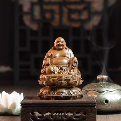 Laughing Buddha Statue, Maitreya Happy Buddha for Home Decor, Small Indoor Buddha Statue for Good Luck & Prosperity, Buddha Decor Gift