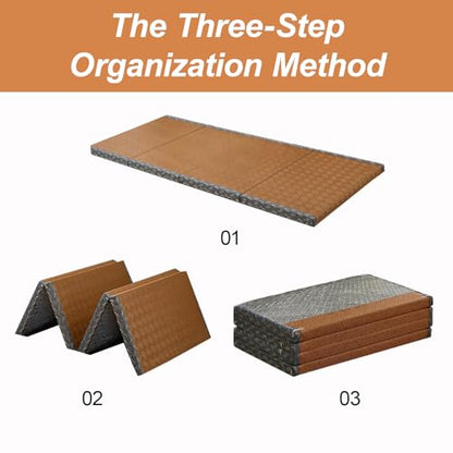 Japanese Tatami Mat, Tatami, Rug, Foldable Mattress, Roll up Rug, Japanese Floor Mattress, Floor Sleeping Japanese Futon Mattress, Meditation Yoga, Zen - size: Brown 100×200×3.5cm