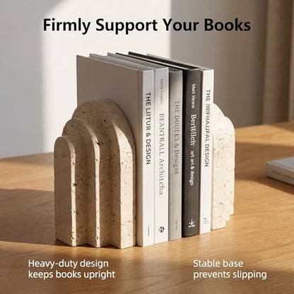 Book Ends for Heavy Books, Decorative Bookends for Shelves, Durable Book Holder & Shelf Decor, Non-Slip Book Stopper, Office Bookshelf Organizer (Set of 2)