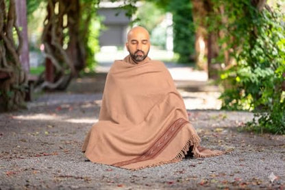 Exotic Meditation Shawl - Large Unisex Prayer Wrap, Oversize Scarf & Versatile Indian Stole Blanket - color: Brown
