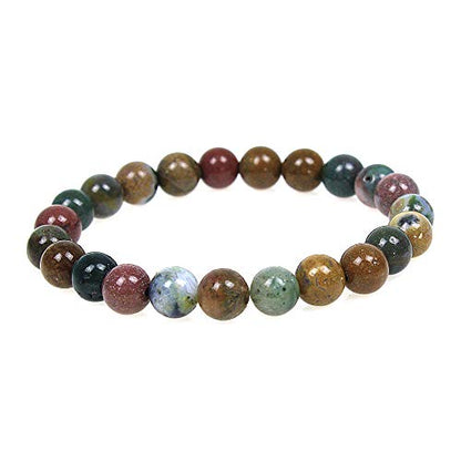 MJDCB Featured Men Women 8mm Beads Bracelet Elastic Natural Stone Yoga Bracelet Bangle 6.7" - color: Ocean Stone