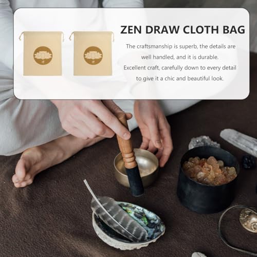 2 Pcs Buddha Sound Bowl Storage Bags with Drawstring Cotton Linen Meditation Bowl Pouches for Tibetan Singing Bowls Compact Protective Travel Carrying Pouches
