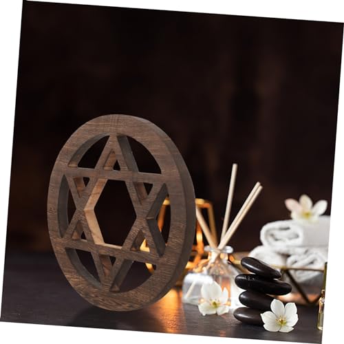 HOOTNEE Wooden Star Altar Decor Carving for Rituals Retro Style Ceremony Ornament for Home Decoration and Spiritual Practices Versatile Mat for Altar Wall Art
