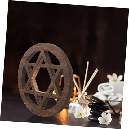 HOOTNEE Wooden Star Altar Decor Carving for Rituals Retro Style Ceremony Ornament for Home Decoration and Spiritual Practices Versatile Mat for Altar Wall Art