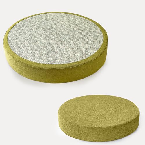 Meditation Floor Pillow,Round Memory Foam Chair Pad,5cm Thick Large Seat Cushion,Suitable for Living Room,Dining Room,Office,with Zipper,Washable(60cm, Green) - color: Green, size: 60cm