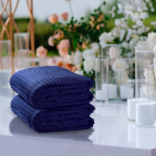 Buryeah 12 Pcs Flannel Throw Blanket Bulk 50 x 60 in Sleepover Blanket Outdoor Wedding Throw Lightweight, Oeko-tex Standard 100 Certified for Sofa Homeless Gifts (Navy) - color: Navy