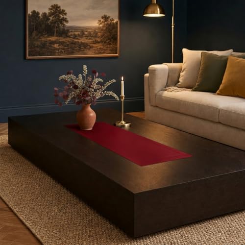 Luxe Shine™ by D'Moksha Red Table Runner 36 Inches, Elegant Silk Table Runner, Machine Washable, 14 x 36 Inch for Dresser, Coffee Table- Summer, Father's & Independence Day - color: Red, size: 14 X 36 Inch