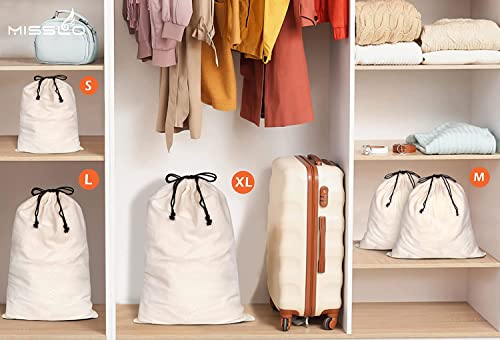 MISSLO Set of 3 Cotton Breathable Dust-proof Drawstring Storage Pouch Bag