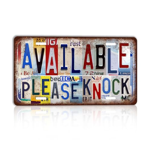 Vintage License plate Available Please Knock Wall Decor Metal Sign Tin Signs for Home Outdoor - color: Plate-I-01
