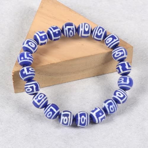 Justinstones Gemstone Crystals Chakra Beads Bracelet Crystal Healing 10mm Round Stretchable Bracelet for Her Gift - color: Blue Tibetan Agate Style Evil 2 Eye