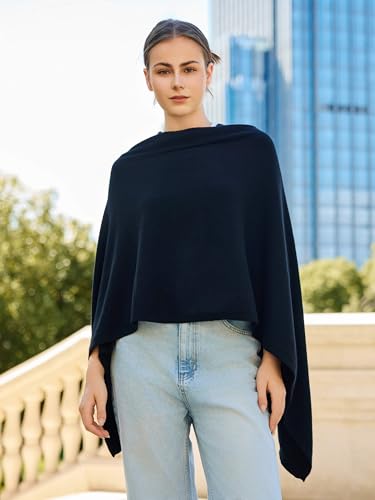 Lacretazhi Women'S Shawl Wraps Poncho Sweater Lightweight Knit Scarf With Buttons Versatile Cape Cardigan Spring Summer Fall - color: Black