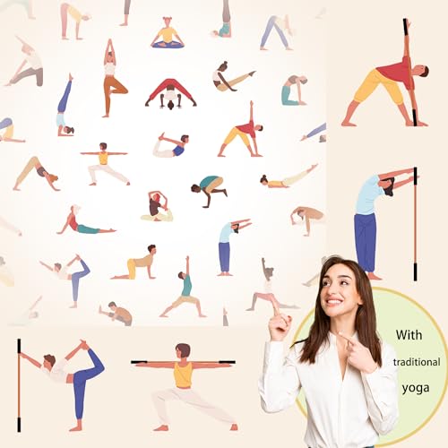 5ft Yoga Stick from Natural Bamboo with Non-Slip Handle-Stretching Stick for Mobility, Flexibility,Exercise,Workout, Physical Therapy,Pilates,Balance Fitness-Access Online Video Guide Without Any Info - color: Black Ends5ft