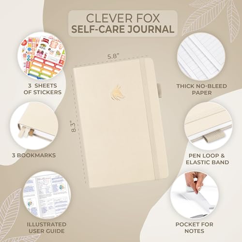 Clever Fox Self-Care Journal – Daily Reflection Notebook – Mental Health & Personal Development Planner, Meditation & Mood Log, A5 (Seashell) - color: Seashell, size: A5 (5.8'' x 8.3'')