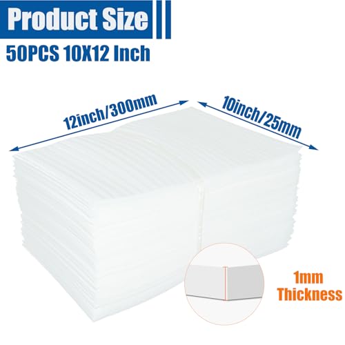 50 Pack Foam Pouches, Cushion Foam Pouch for Moving and Storing, 10"X 12" Foam Wrap Pouches Protect Fragile Items, Protect mug, Glasses, China, and Dishes, Packing supplies - size: 10"X 12" 50PCS