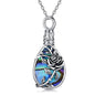 JUSTKIDSTOY Moonstone Urn Necklace for Ashes Sterling Silver Daisy/Rose/Tree Teardrop Pendant Necklace Cremation Jewelry Keepsake Memorial Gifts for Mother Grandma w/Funnel Filler - style: Rose(Abalone Shell)