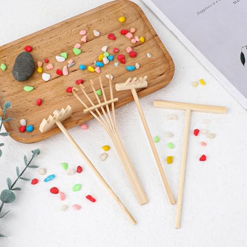 4 Pack Miniature Tabletop Rock Sand Zen Garden Accessories, Mini Zen Garden Rake Tools, Zen Sand Garden Rake Set, Small Rakes for Garden Beds, Mini Sand Stamp Rakes for Home Gift Garden Decor - style: 4Pcs