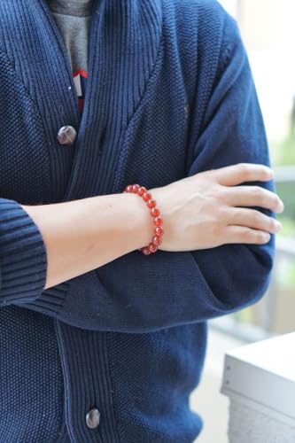 Adabele 1pc Natural Stretch Gemstone Bracelet 10mm (0.39") Bead 7 Inch to 8.5 Inch Healing Crystal Energy Quartz Chakra Jewelry Women Birthday Unisex Gift - color: Carnelian, size: 7.5 inch