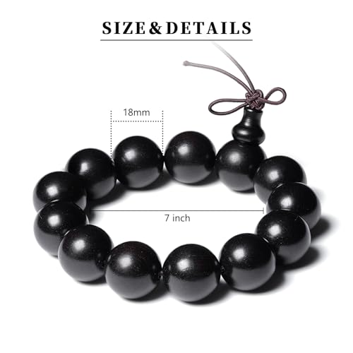 Wooden Prayer Bead Bracelets Traditional Buddhist Mala Bracelet,1pc/pack - size: Dia.18X13mm, style: HeiTanJG