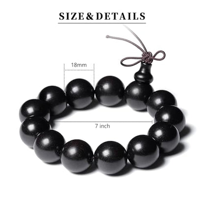 Wooden Prayer Bead Bracelets Traditional Buddhist Mala Bracelet,1pc/pack - size: Dia.18X13mm, style: HeiTanJG