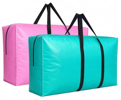Extra Large Storage Bags, Giant XXL Moving Storage Bag Heavy Duty, Jumbo Huge Waterproof Big Storage Bags, Bounce House Storage Bag - color: Pink+Turquoise, size: 42"L x 13.5"W x 23"H