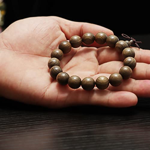 12mm Wooden Bead Bracelet, Natural Gloomy Wood Bead Bracelet, 17 Bead Buddhist Prayer Bead Bracelet, Fashion Hand Served Bead Bracelet, Vintage Wooden Bead Bracelet